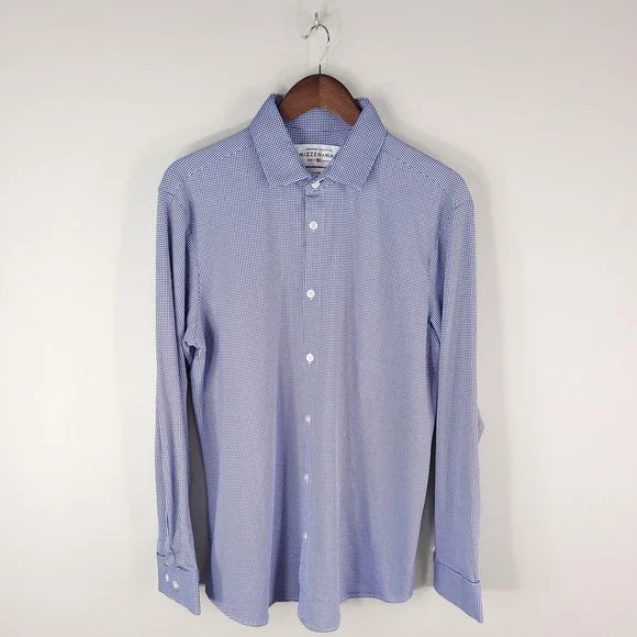Mizzen + Main Shirt Mens XL Trim Fit Blue Gingham Plaid Spinnaker Collection USA - Picture 1 of 12